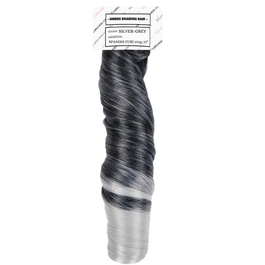 Spanish Curl Braiding Hair - 1B- Silver-Grey ombré