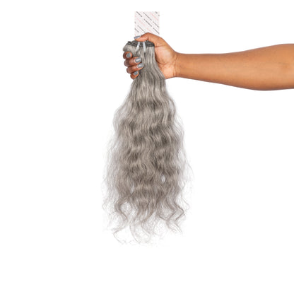 Indian RAW Deep Wavy Wefted Bundle ( Salt & Pepper)