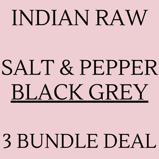 Indian Raw, Deep Wavy, Salt & Pepper- Black Grey, 3 Bundle deal