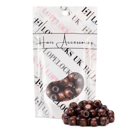 12mm Wooden Hair Beads [Coffee]