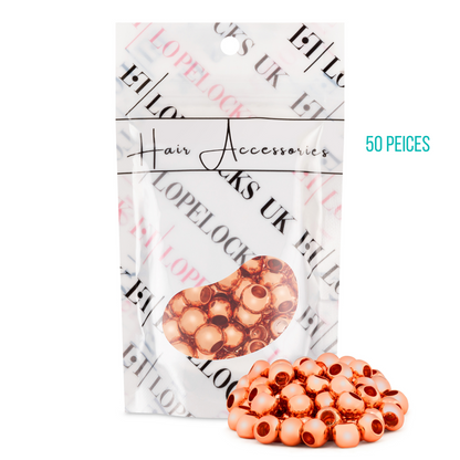 Metallic Round Hair Beads [Rose Gold]