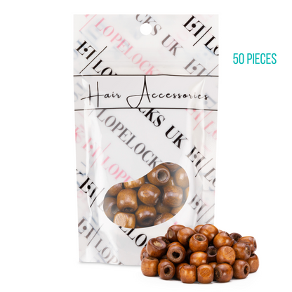 12mm Wooden Hair Beads [Brown]